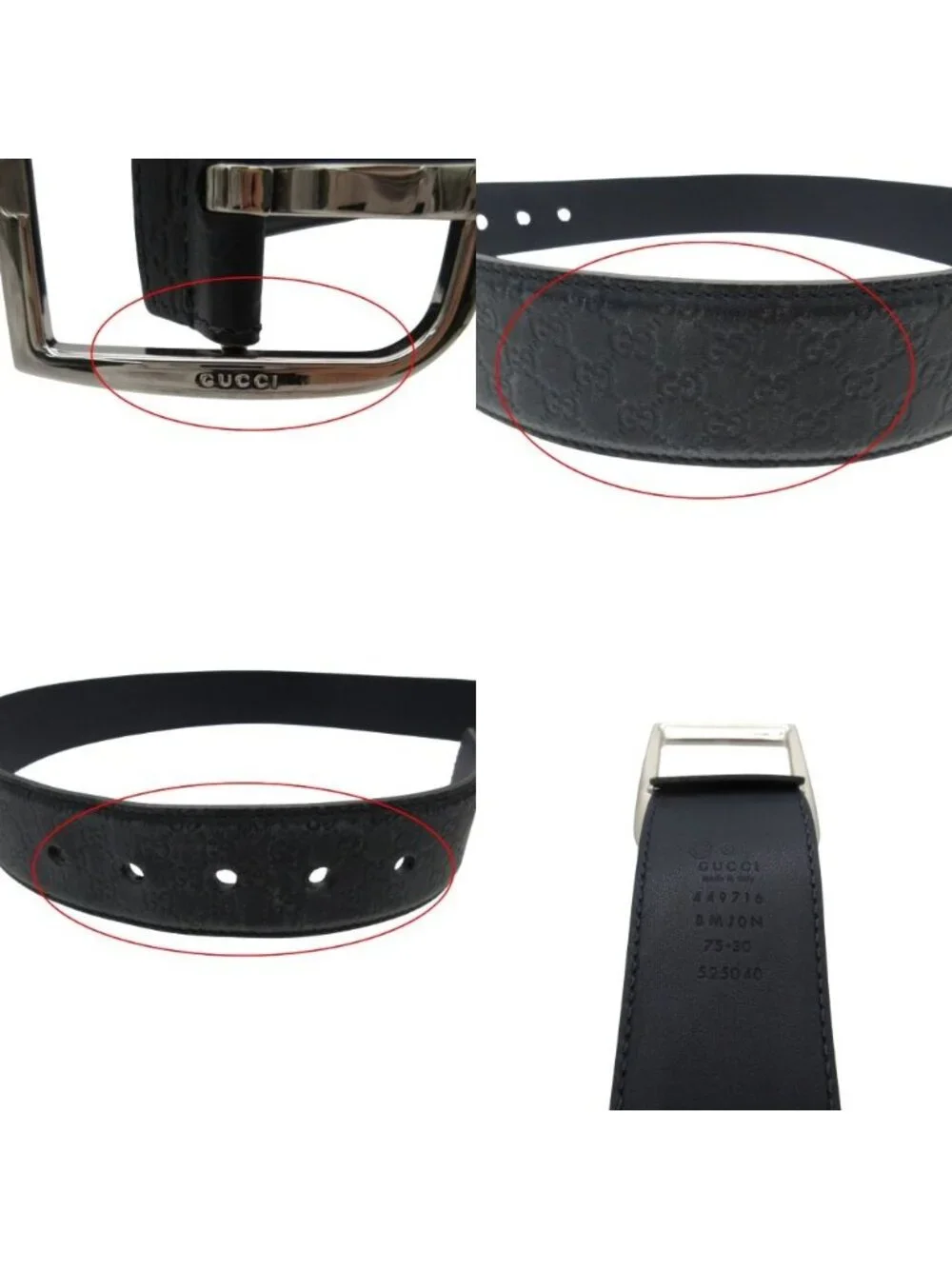 Gucci Belt Leather GG Signature Guccissima Black